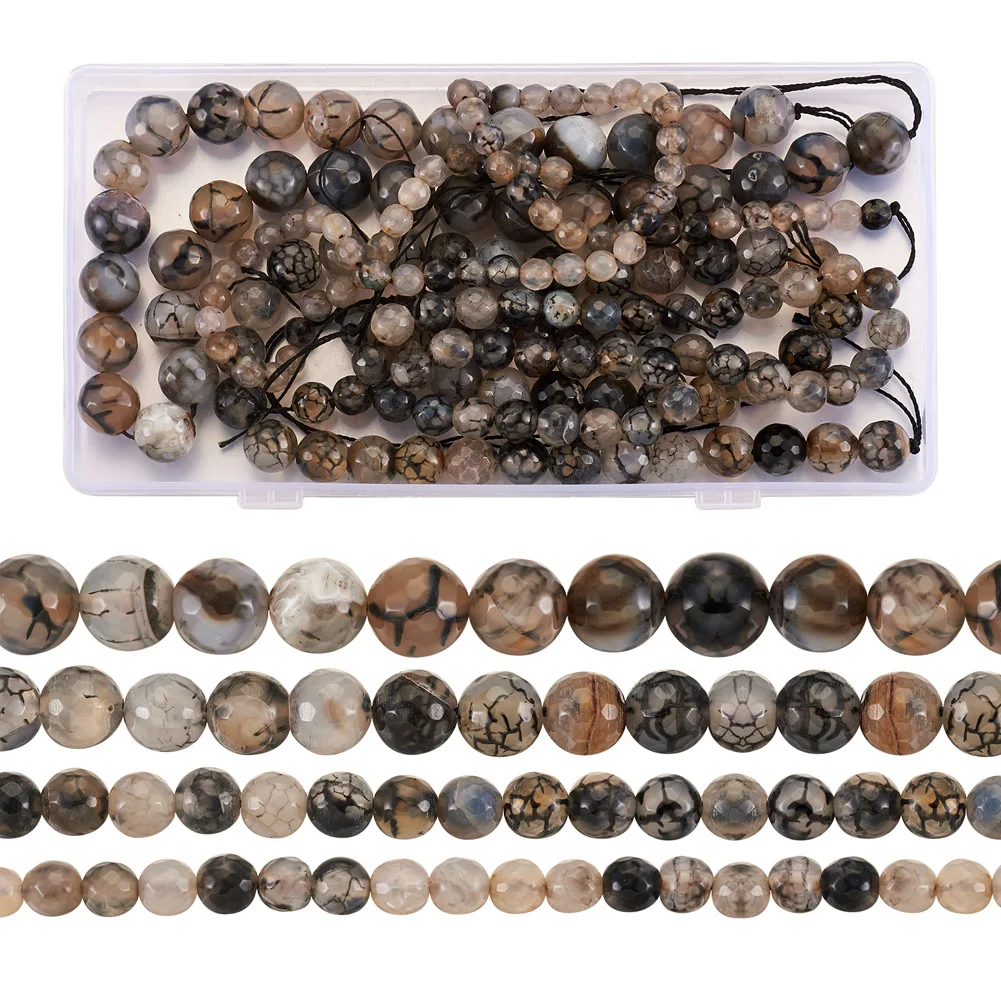 

4 Strands 6/8/10/12MM Natural Stone Dragon Veins Agates Beads Round Faceted Loose Bead For Bracelet Necklace DIY Jewelry Making
