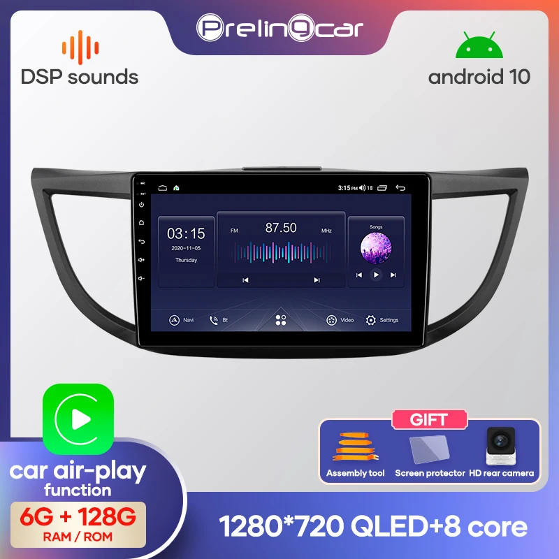 Prelingcar Android 10 без DVD 2 Din Автомобильный Радио Мультимедиа Видео плеер навигация GPS