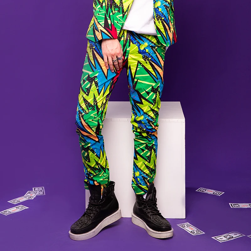 

Nightclub DJ Hithop Cool Graffiti Windbreaker Men'S Sports Jacket Production Stage Performance Hairdresser Suit DT3033