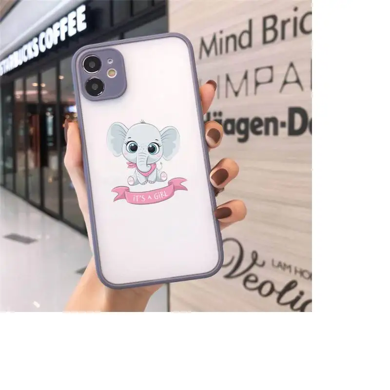 

Cute hippo cartoon Elephant Phone Case matte transparent For iphone 7 8 11 12 plus mini x xs xr pro max cover