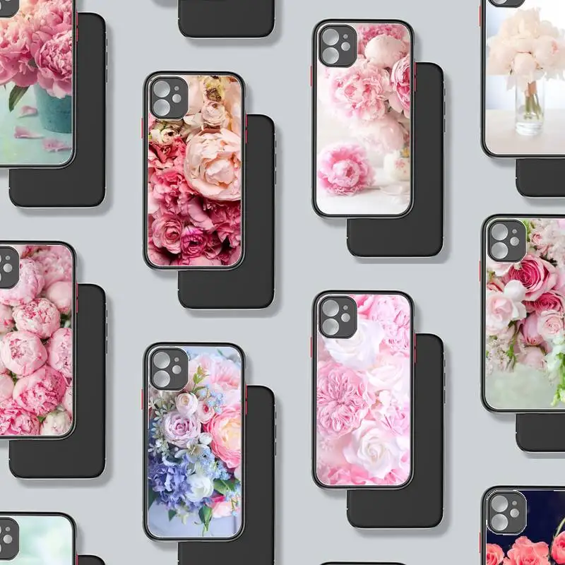 

flower rose pink Phone Case Matte Transparent for iPhone 7 8 11 12 s mini pro X XS XR MAX Plus coque