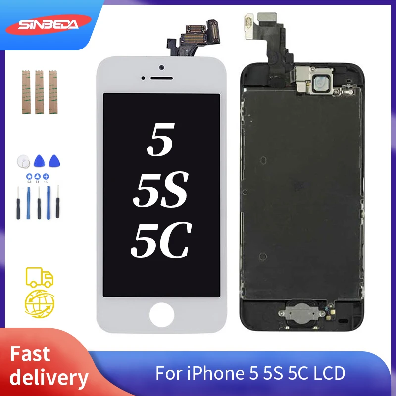 AAA LCD Display For iPhone 5 5S 5C Touch Screen Digitizer+Home Button +Front Camera+Ear Speaker Full | Мобильные телефоны и