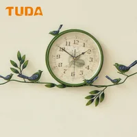 Nordic Countryside Creative Wall Clock Country Clock Living Room Large round Special Decoration Clock Simple Mute Wrought Iron