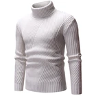 Новинка Осень-зима 2021, мужской пуловер с высоким воротником, свитер, модная однотонная толстая и теплая нижняя рубашка, мужская одежда
