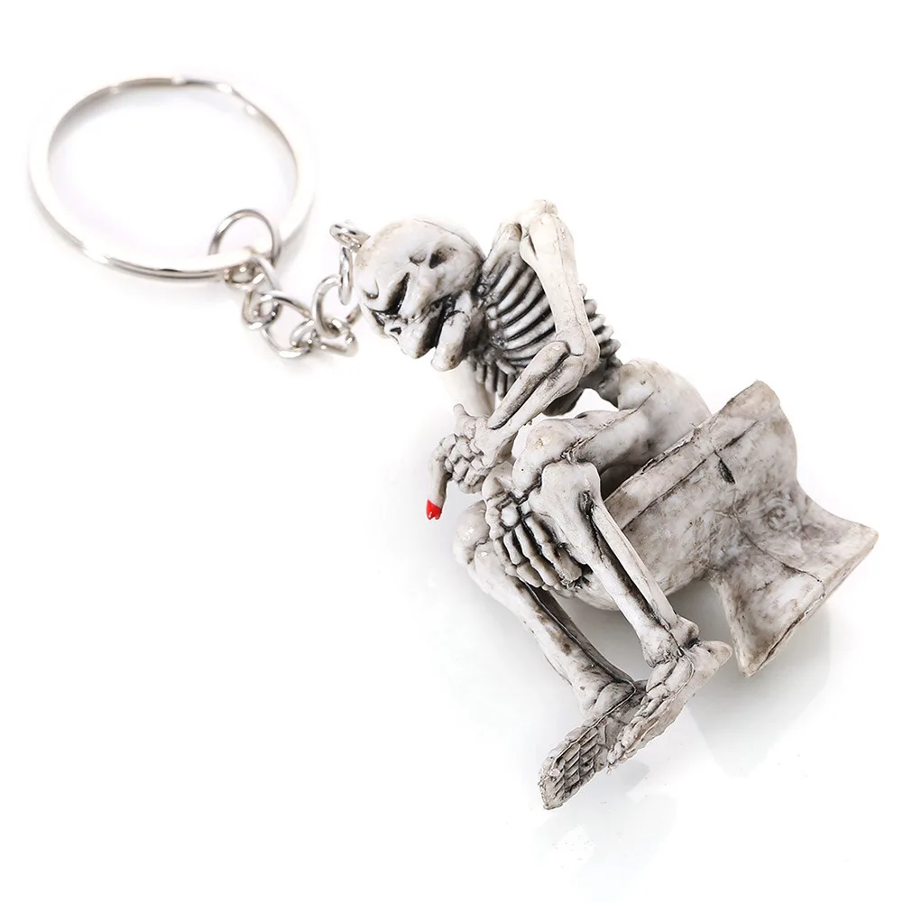 Автомобиль туалет брелок со скелетом человека Форма цепочка для ключей