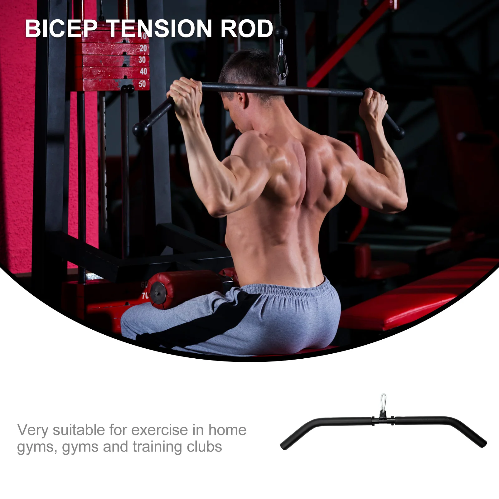 

1 Set Bars Fitness Pull Up Bar Bicep Tension Rod Muscle Pulling Bar Pull Down Bar for Exercise Home Workout Gym Equipment