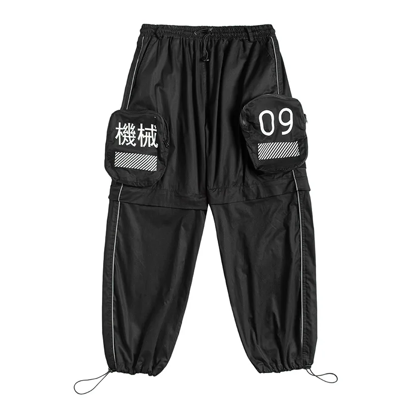 

Hip Hop Detachable Harem Pants Short Men 2020 Tactical Pant Fashion Streetwear Male Pockets Joggers Trouser Elastic Waist MG432