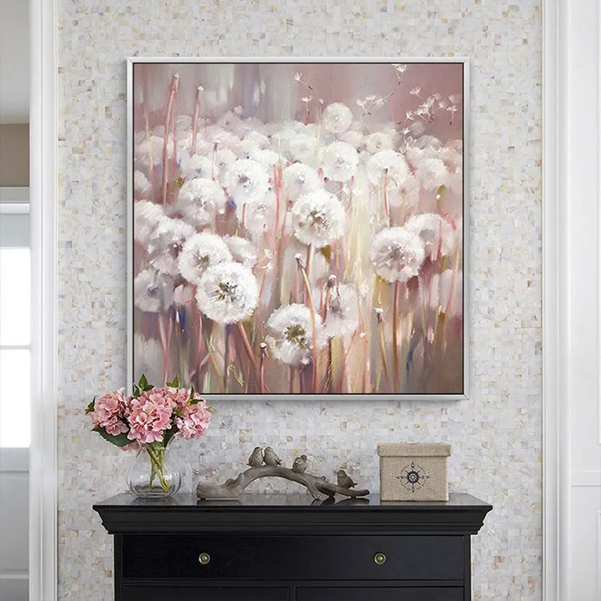 Уникальный дизайн ручная роспись маслом на холсте рисунок одуванчика для дома