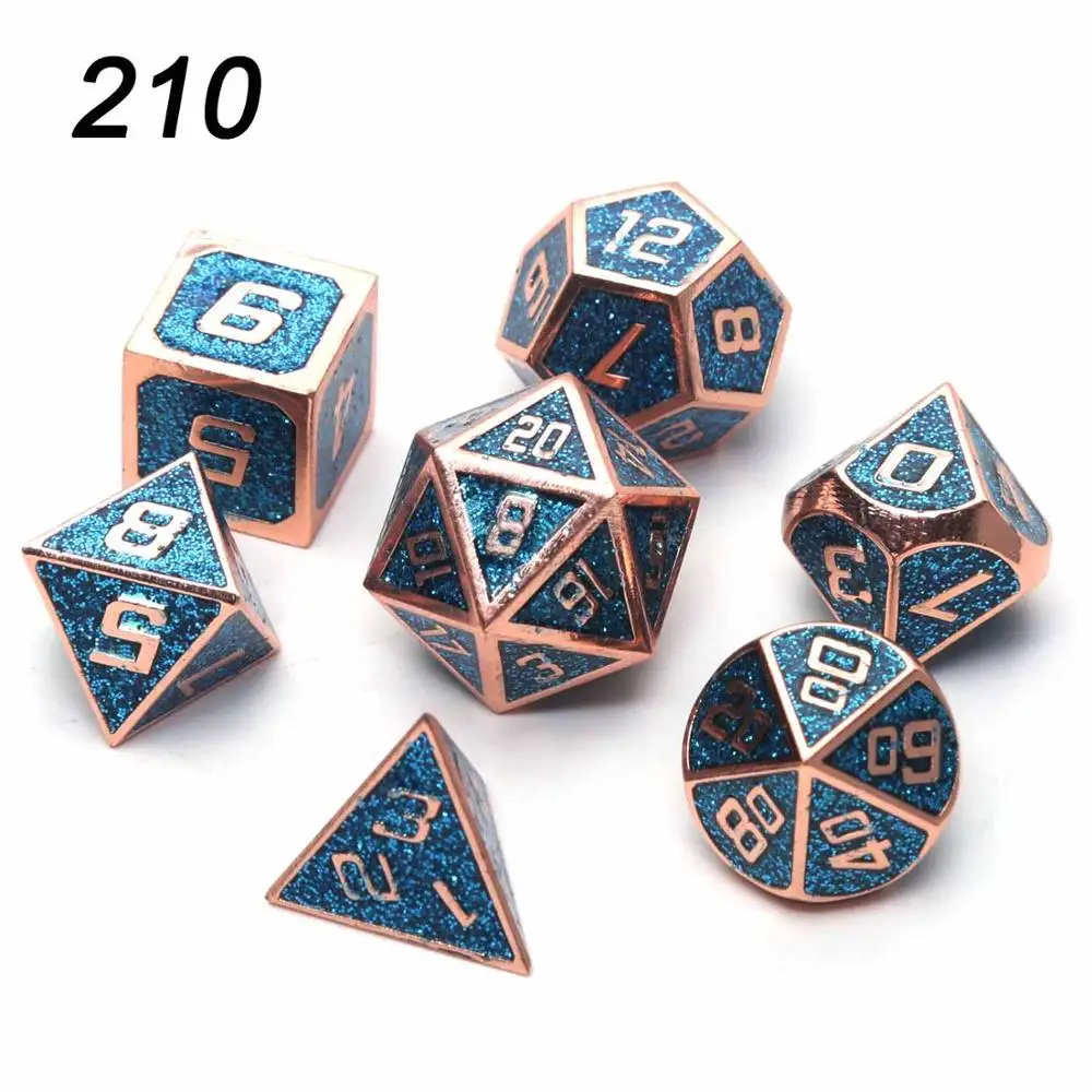 Chengshuo starlight металлические кости dnd Набор кубиков rpg многогранные Твердые подземелья и дракон настольные игры цинковый сплав зеленый d& d кости 7 шт - Цвет: 210