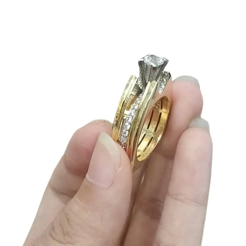 18K из плотной ткани желтого цвета бело-золотые кольцо с сапфиром Оптовая продажа