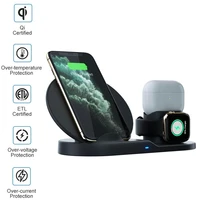 3 in 1 10w qi fast wireless charger pad charging station dock for airpods 1 2 apple watch 3 2 1 iphone x 8 xs xr samsung s10 s9