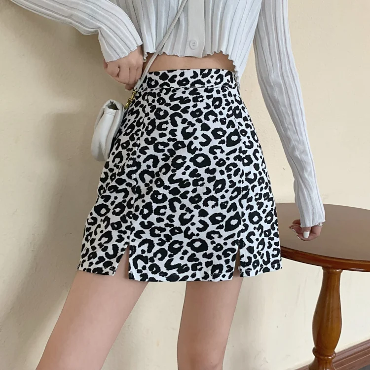 Женская Юбка С леопардовым принтом винтажная оборками и Высокой Талией короткая