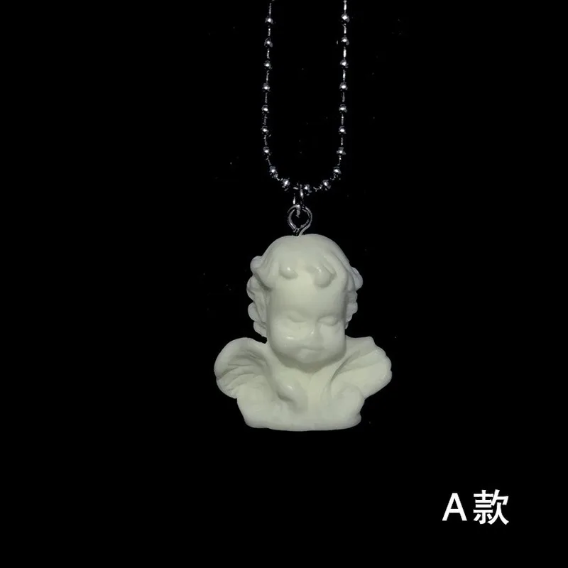 Милое ожерелье из нержавеющей стали с подвеской в форме Амура и ангела длинная