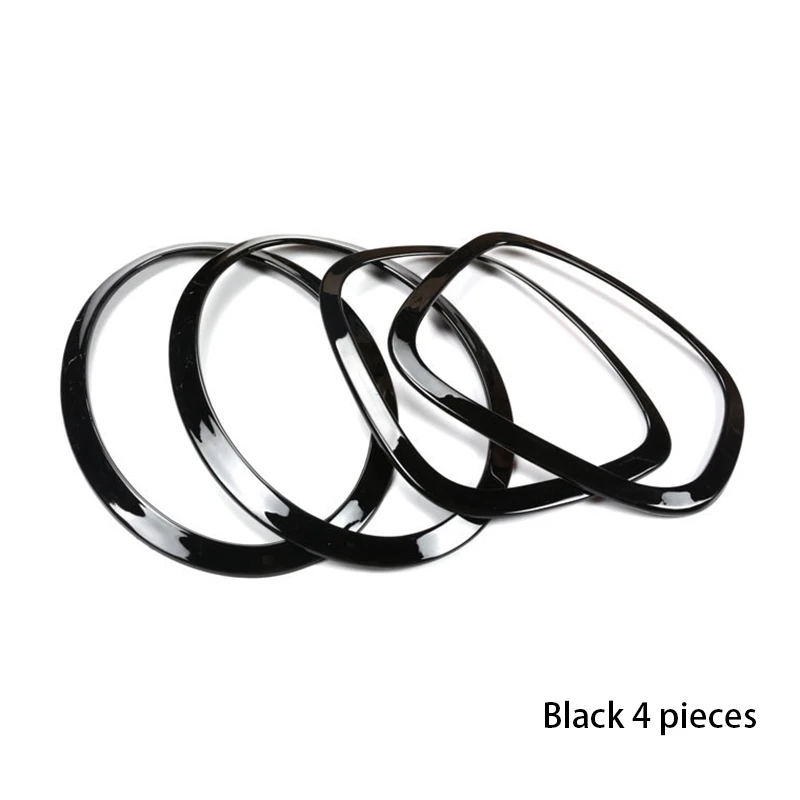 

4Pcs Glossy Tail Light Head Light Rims Frames Covers Fit for Mini Cooper F55 F56 (Black)