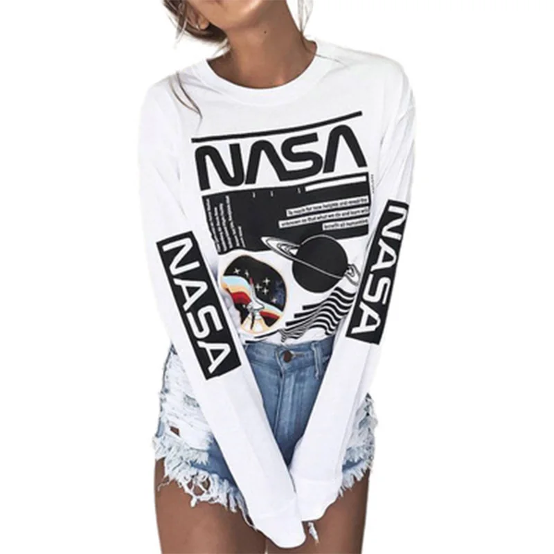 

2021 spring summer hot sale casual printed cotton long-sleeved loose pullover bottoming shirt women's top T-shirt