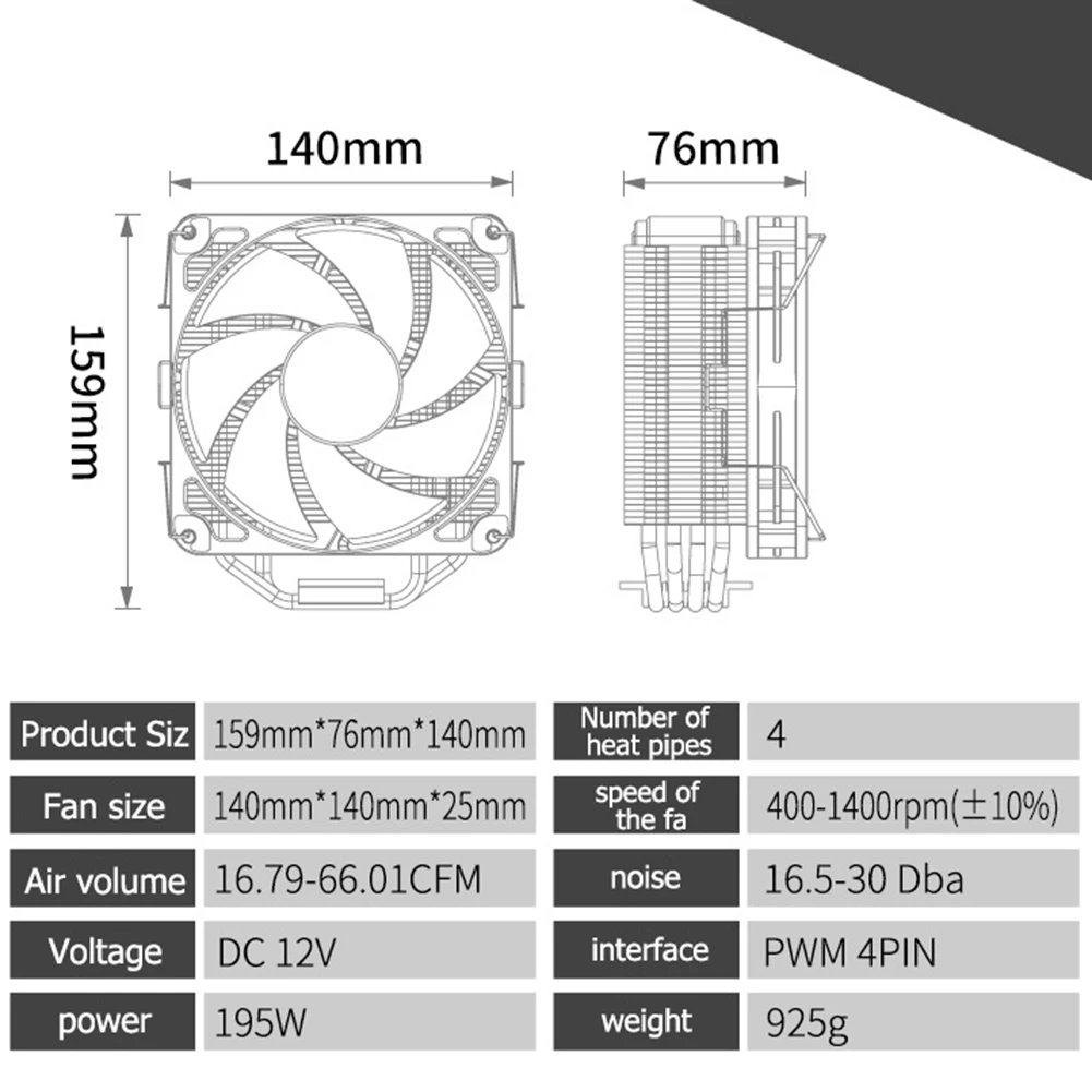 

Jonsbo MX400 CPU Fan Cooler 4 Heat Pipes High Air Volume Cooling Fan 4PIN Silent PWM ARGB Fan Cooling For Intel LGA1200/115x ADM