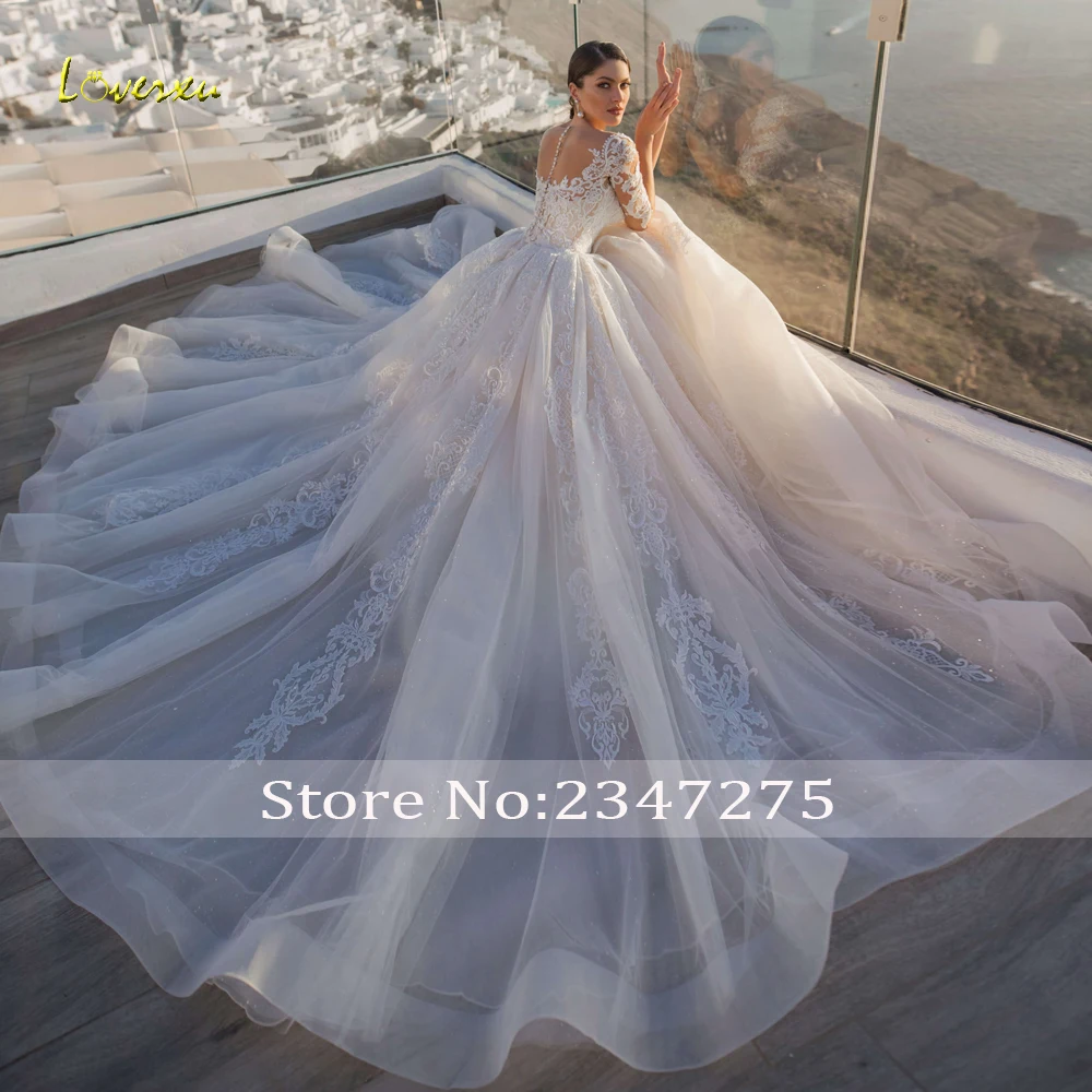 Loverxu Vestido De Noiva Сексуальное Милое кружевное свадебное платье принцессы 2021 с