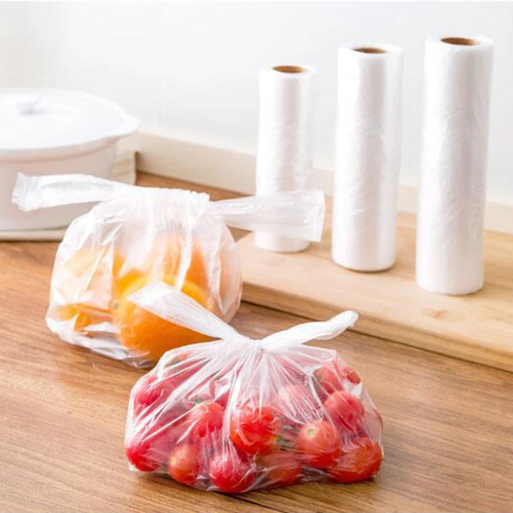 

Plastic Sealer Winding Durable Hand Wrap Disposable Thickened Fresh Bag Transparent Freezer Bags with Handle 100pcs/set