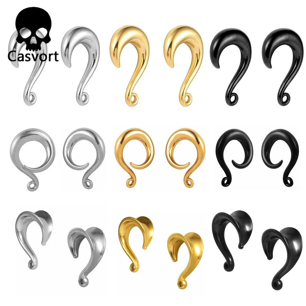 Casvort 10 PCS 316L Stainless Steel Hypoallergenic Fashion Hooks Simple Ear Hangers Weight Plugs Body Piercing Jewelry DIY Women