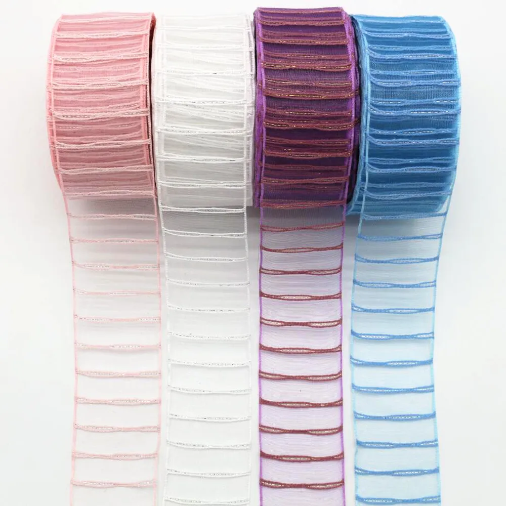 New 1-1/2 38mm silver horizontal stripe 10 yards /20 DIY handmade material headpiece hair bow tulle/lace double-sided | Дом и сад