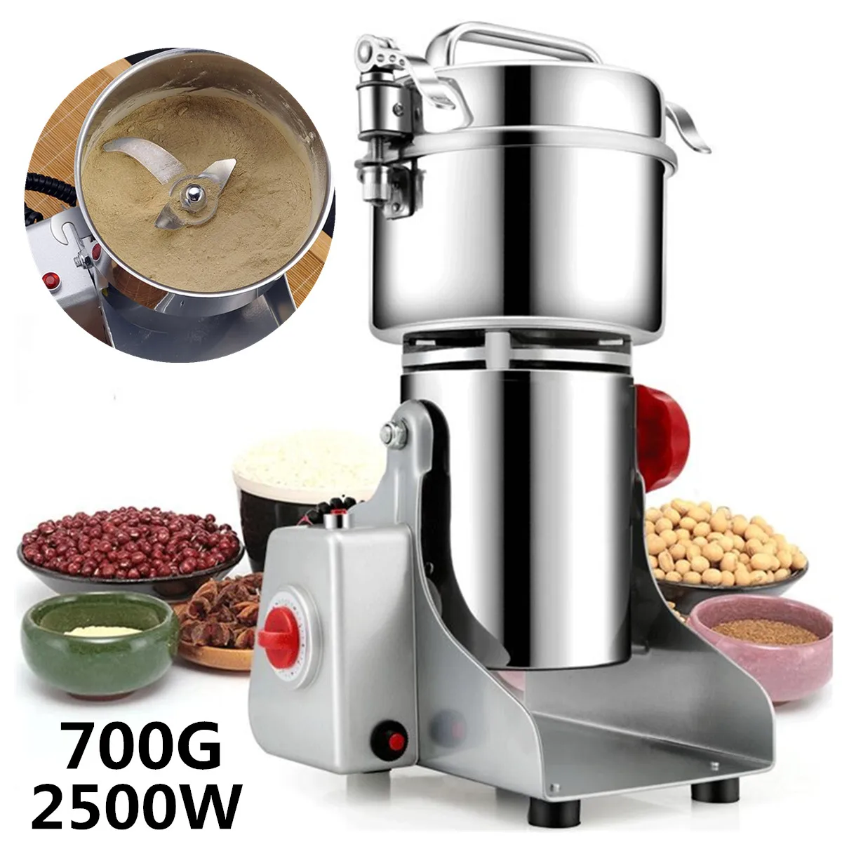 

Electric Herb Grinder 2500W 700g Grains Coffee Spices Machine Cereal Dry Food Machine Gristmill Medicine Flour Powder Grinder