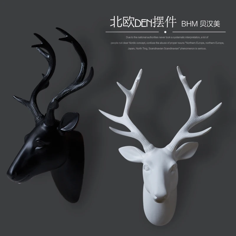 

Настенная роспись в скандинавском стиле с изображением головы животного настенное украшение Серия черно-белая голова оленя подвесные наст...