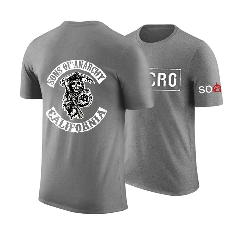 

NEW Man Sons Of Anarchy Customize Tshirt SOA Male SAMCRO Tees Solid Color Short Sleeve Unisex Cotton Hip Hop Fashion Print Top