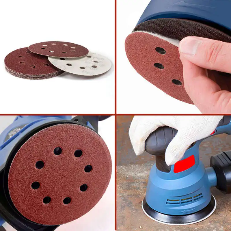 Топ-70X8 отверстий золотые шлифовальные диски 5 дюймов беспыльный крюк и петля