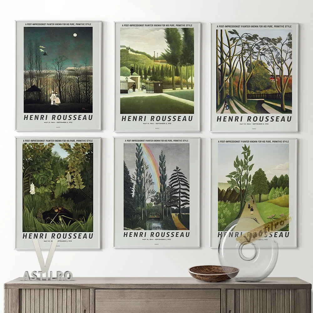 

Henri Rousseau Modern Scenery Illustration Wall Art Canvas Painting Prints Poster Exhibition Museum Retro Wall Picture Decorate