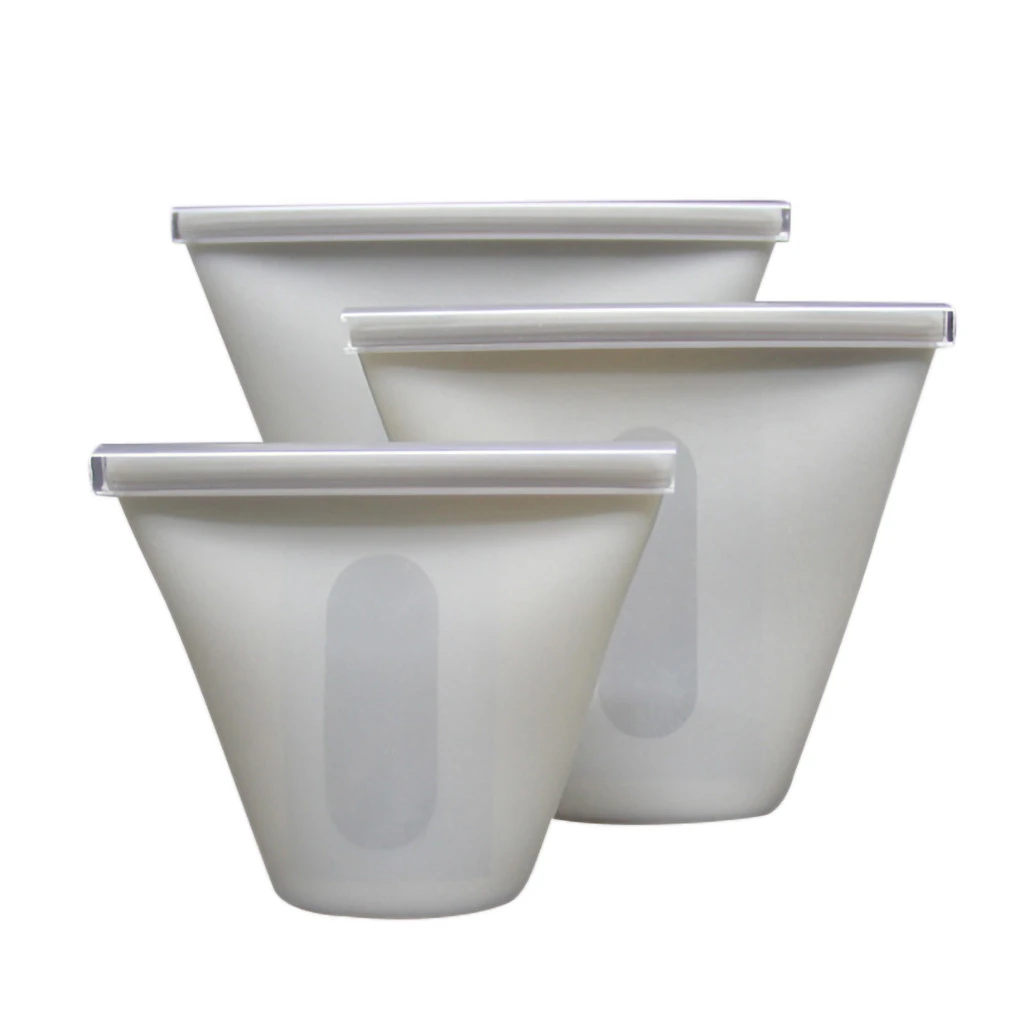 3 x Cup Set Gray 8 x многоразовые силиконовые пакеты для сохранения пищи герметичные уплотнения на молнии герметичные емкости для хранения продуктов контейнер Универсальная кухонная посуда - Цвет: 3 x Cup Set Gray