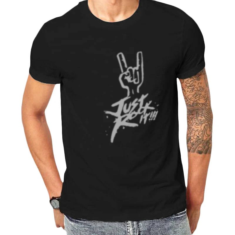 

2021 Summer Men Tshirts Streetwear Cool Top Clothes Male Print Just Rock It Short Sleeve O-neck Funny Graphic T Shirts