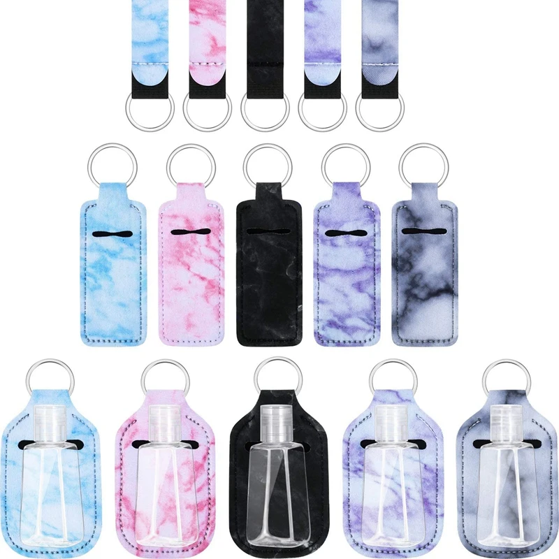 

20 Pcs Marble Style Travel Bottle Keychain Holder Chapstick Holder Reusable Bottle Containers Set for Women Traveling