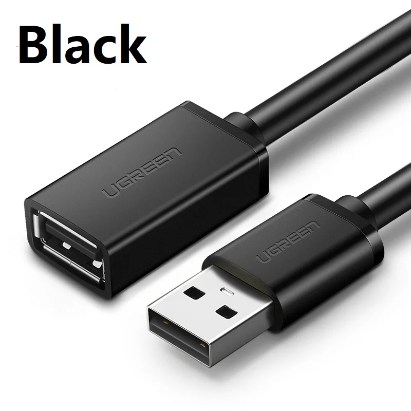 Черный Ugreen USB удлинитель для мужчин и женщин кабель для зарядки данных подключение к компьютеру клавиатура U диск Мышь Интерфейс расширение li - Цвет: Черный