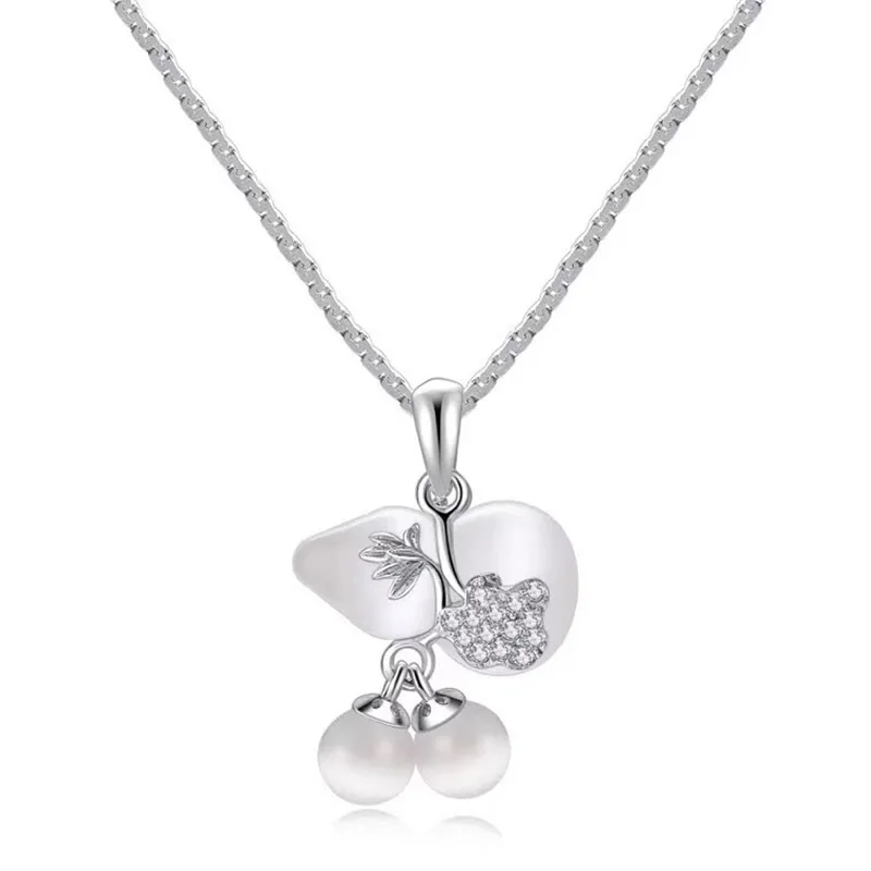 

S925 sterling silver necklace, simple clavicle chain, cat's eye stone gourd pendant, gift for girlfriend