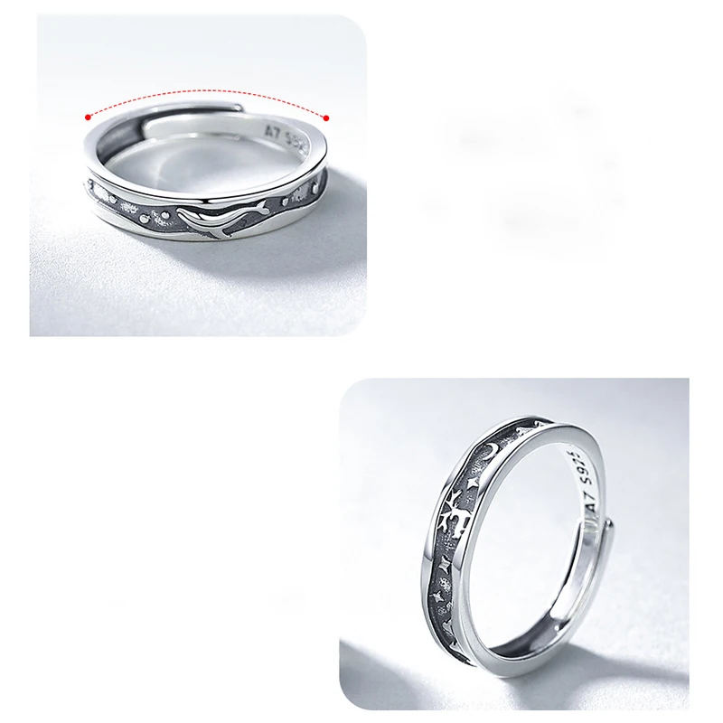 Винтажные креативные парные кольца для влюбленных эффектные серебристые с