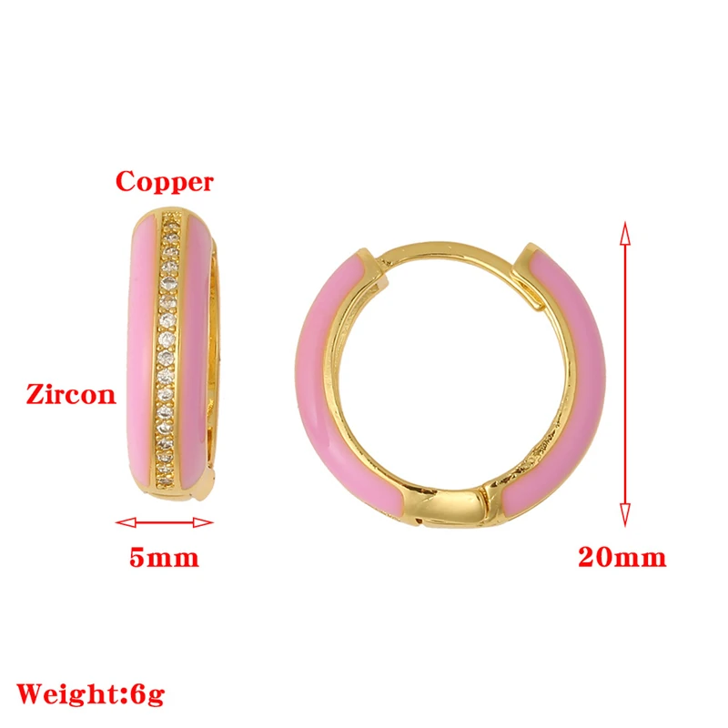 

ROXI Copper Round Enamel Hoop Earrings for Women Girls Jewelry Earrings 2021 Trendy Zircon Crystals Huggie Earring Pendientes
