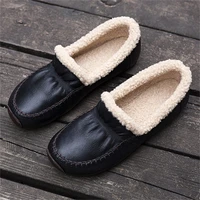 fashion real leather plush shoes women winter new style soft soled soft fur warm comfortable casual flat soled womens shoes