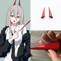 anime figure 2pcsset power chainsaw man horn shaped hairpin evil demon red hair ornaments power cosplay props height 8cm cute