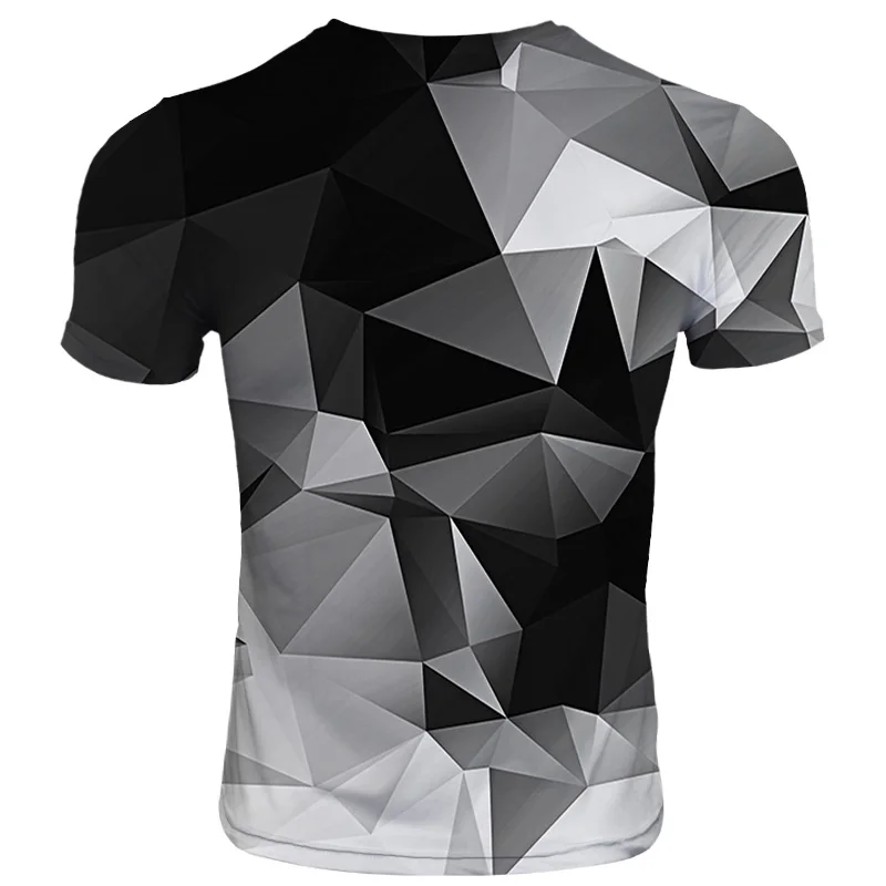 

2021 men's summer new 3D digital printing T-shirt high-quality men's short-sleeved geometric element printing trend street dance