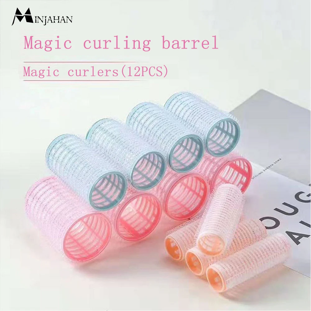

12pcs Jumbo Hair Rollers Curlers Self Grip Holding Rollers Hairdressing Curlers Hair Design Sticky Cling Style For DIY Lovely