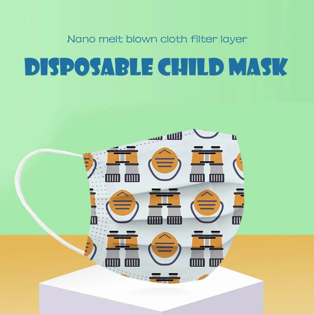 

10pcs Kids Disposable Face Mask Children's Creative print Protective Masks 3 ply Non-woven Face Masks Mascarillas Drop Ship 2021