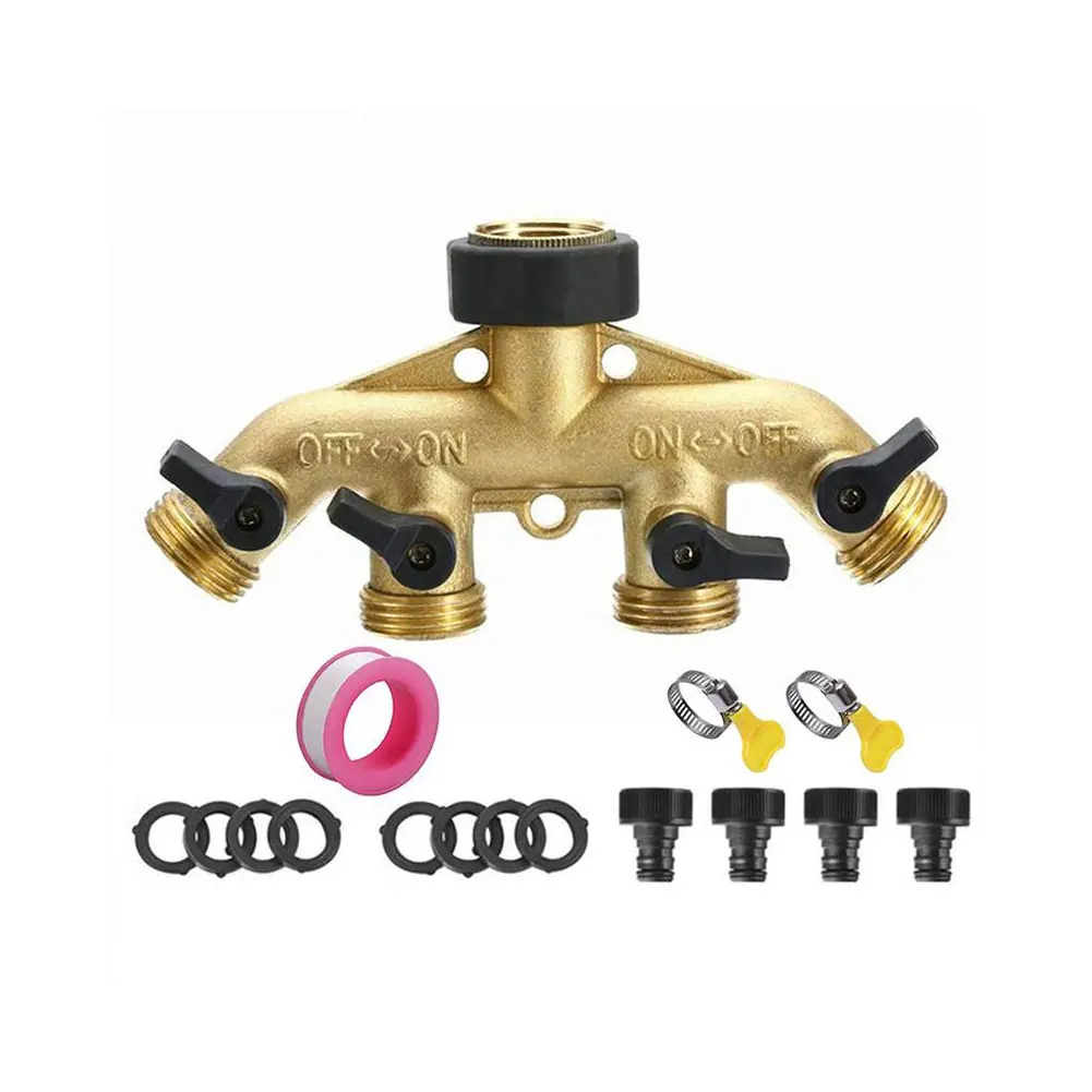 

Hose Splitter 4 Way Water Tap Valve Connector Heavy Duty Pipe 4 Outlet Distributor Set Outdoor Garden Irrigation Pipe Accessory