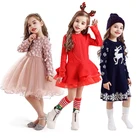 Зимнее платье для девочек, вязаные детские платья с длинным рукавом для девочек, Новогодняя красная одежда, Рождественская вечеринка, Детский костюм принцессы