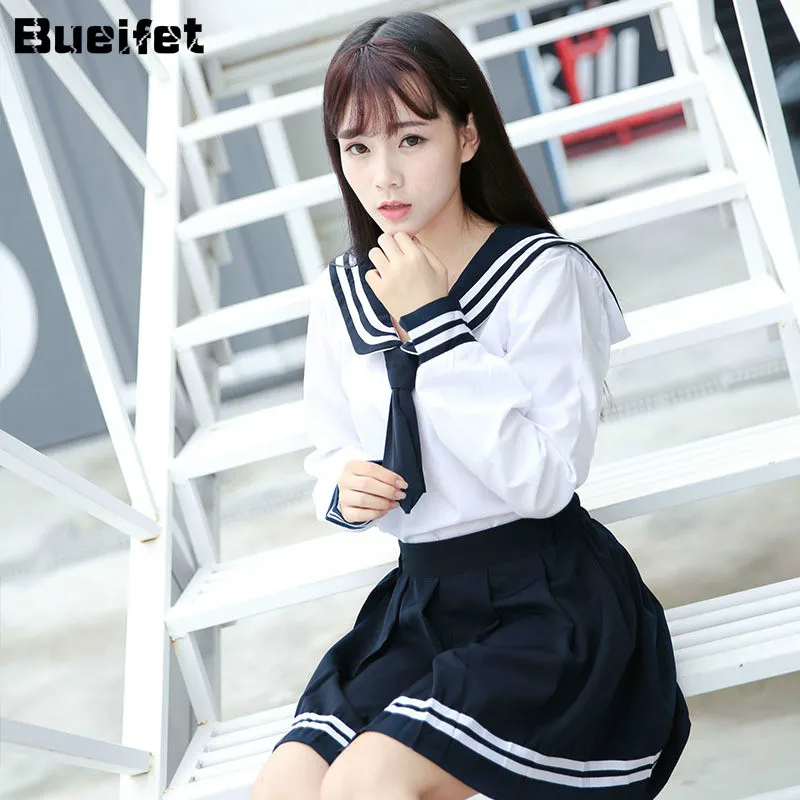 

Japanese School Uniforms for Girls Navy Sailor Suit Students Clothes Long/Short Sleeve Japanese JK Uniform Party Cosplay Costume