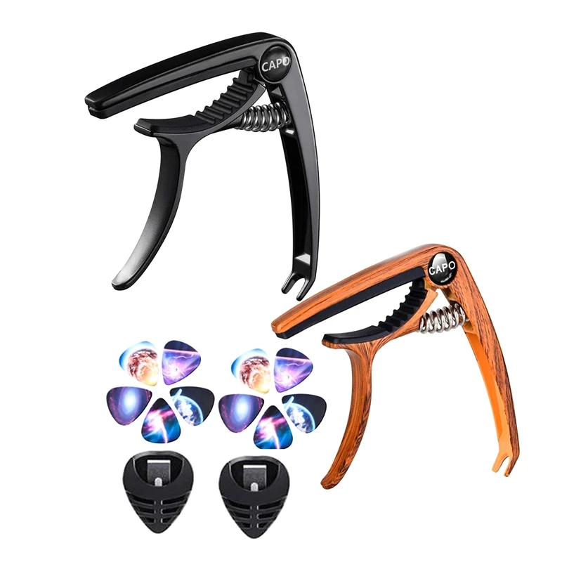 

Guitar Capo for Acoustic Electric Guitar Ukulele with 10 Guitar Picks& 2 Picks Holders Acoustic Quick Change Guitar Capo