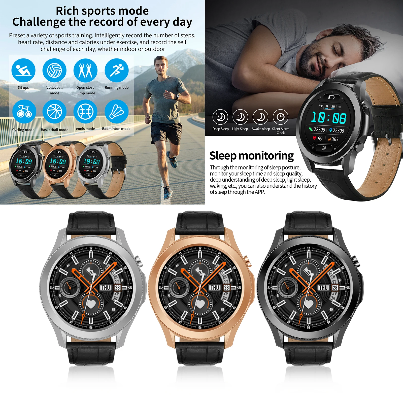 

2021 W3 1.28inch Smart Watch Fitness Tracker ECG PPG Blood Pressure Monitor