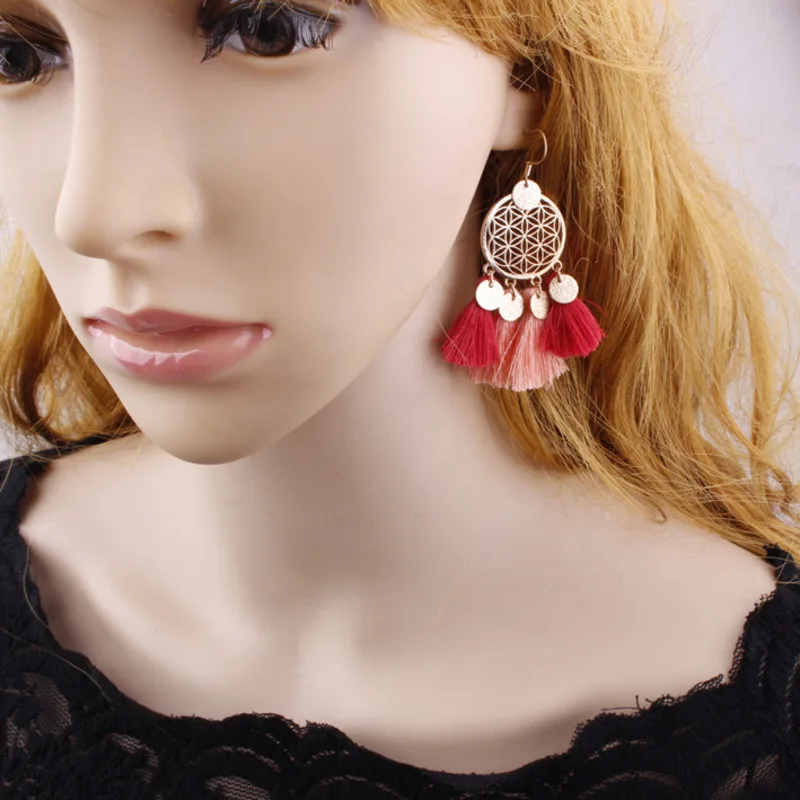 

Tassel Drop Earrings Women Bohemia Earrings Female Ethnic Long Big Earrings Fashion Jewelry Statement Vintage Earrings Wholesale