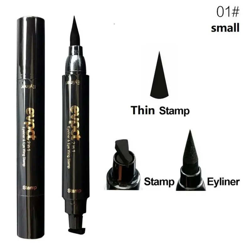 EVPCT 2 In 1 Eyeliner Stamp Double-ended Liquid Pencil Waterproof Seal Pen Quick Dry Triangle Eye Liner TSLM |