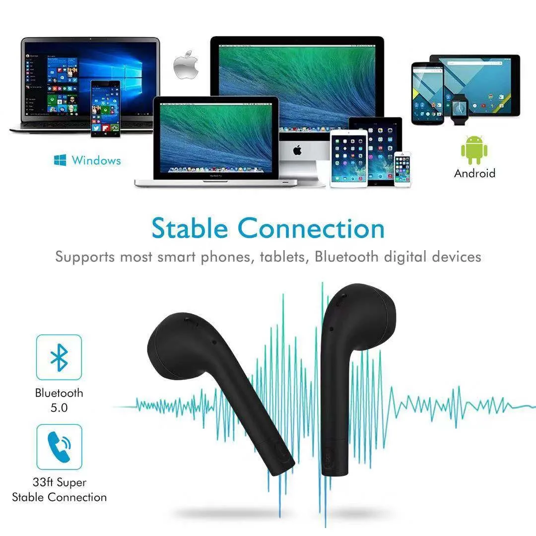 Размер Беспроводной Bluetooth Наушники Hi-Fi Bluetooth 5,0 с 400 мА · ч зарядный Чехол сенсорный Управление голосового помощника