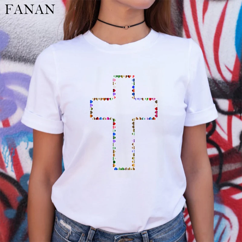 

He Died For Us All Jesus Cross Graphic tshirt Women Harajuku Christian Religious Female Print T-shirt Tumblr Clothes Tops Femme